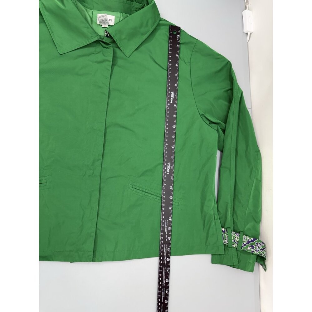 Chico’s Short Jacket Snap Front Lightweight Pockets Green Womens 3 US L - Picture 10 of 11